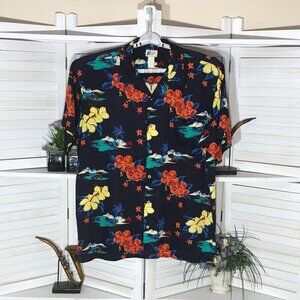 Vintage Hawaiian Floral Shirt Tropical resort cruise beach vacation fishermen XL